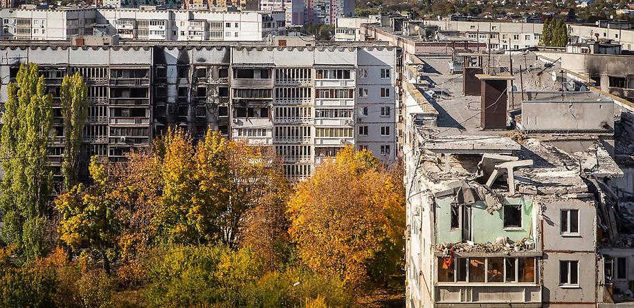 zerstörte Gebäude in Charkiw