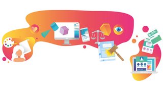Recht Kreativ Illustration für das EU-Design-Recht.